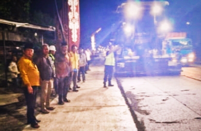 Bupati Tinjau Progress Pengaspalan Jalan Nasional